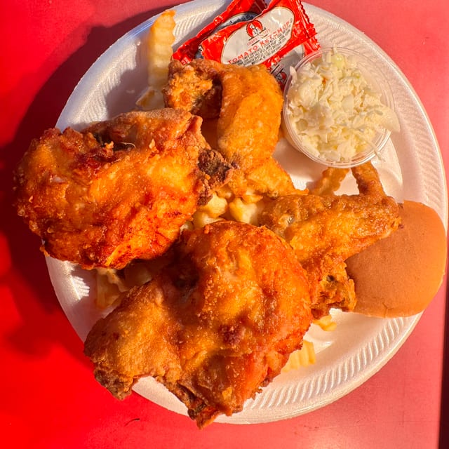 4 Pc 2 Breast, 2 Wings Dinner Includes  Includes Fries,slaw & Roll.