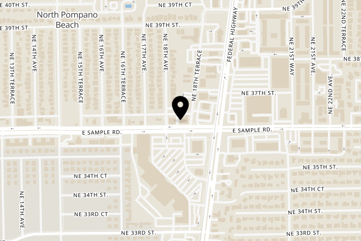 Map showing the location of Maryland Fried Chicken on 1821 NE 36th St in Pompano Beach